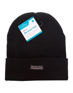 Beanie-Mütze mit Thermofutter, Schwarz